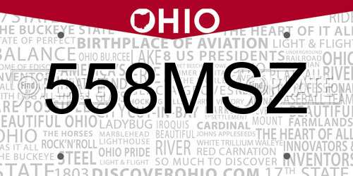 558MSZ Ohio License Plate