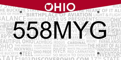 558MYG Ohio License Plate