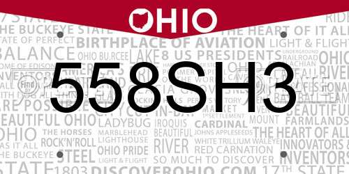 558SH3 Ohio License Plate
