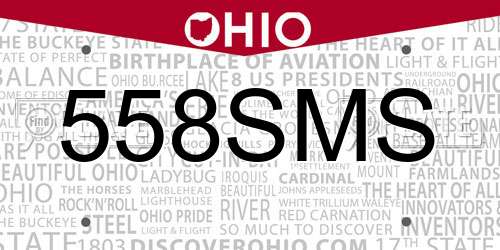 558SMS Ohio License Plate