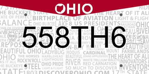 558TH6 Ohio License Plate