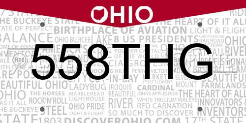 558THG Ohio License Plate