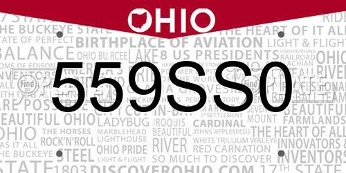 559SS0 Ohio License Plate