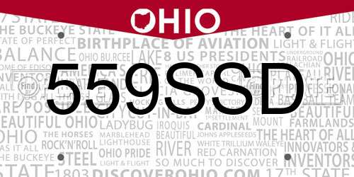 559SSD Ohio License Plate