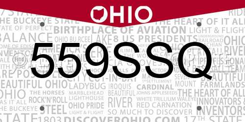 559SSQ Ohio License Plate