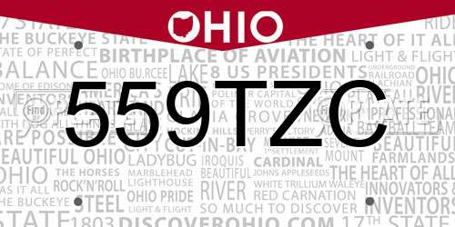 559TZC Ohio License Plate