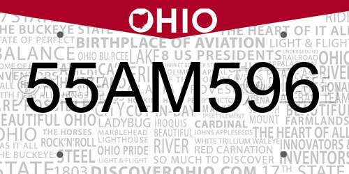 55AM596 Ohio License Plate