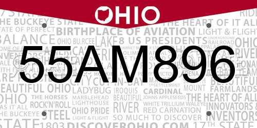 55AM896 Ohio License Plate