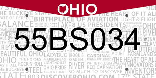 55BS034 Ohio License Plate