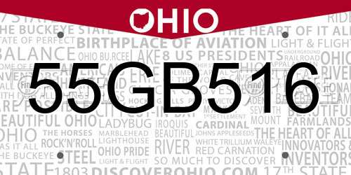55GB516 Ohio License Plate