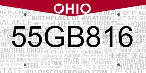 55GB816 Ohio License Plate