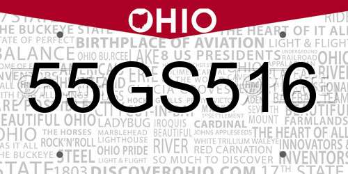 55GS516 Ohio License Plate