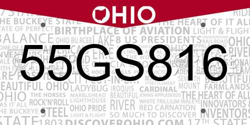 55GS816 Ohio License Plate