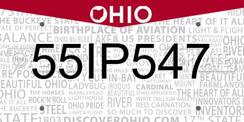 55IP547 Ohio License Plate