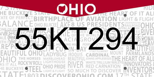 55KT294 Ohio License Plate
