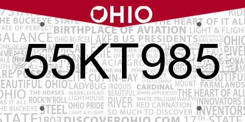 55KT985 Ohio License Plate
