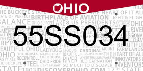 55SS034 Ohio License Plate