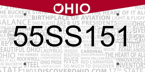 55SS151 Ohio License Plate