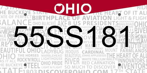 55SS181 Ohio License Plate