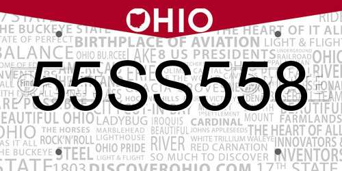 55SS558 Ohio License Plate