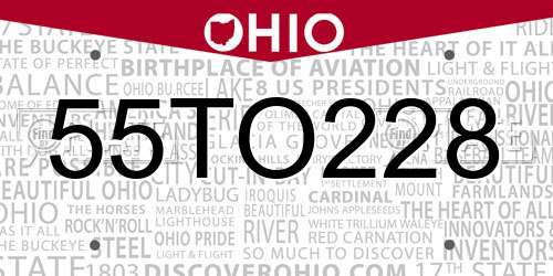55TO228 Ohio License Plate