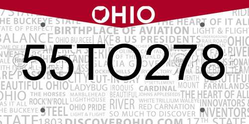 55TO278 Ohio License Plate