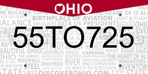 55TO725 Ohio License Plate