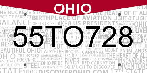 55TO728 Ohio License Plate