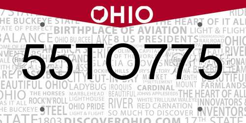55TO775 Ohio License Plate