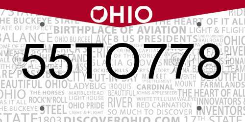 55TO778 Ohio License Plate