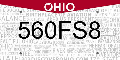 560FS8 Ohio License Plate