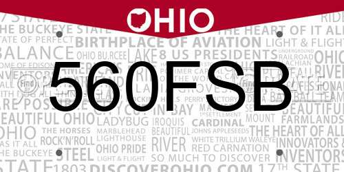 560FSB Ohio License Plate