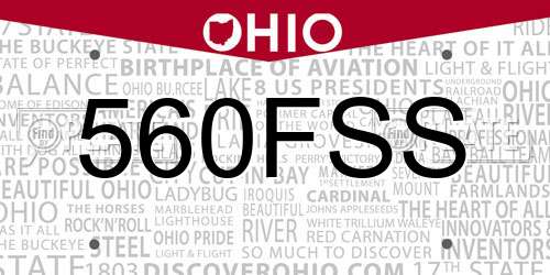 560FSS Ohio License Plate