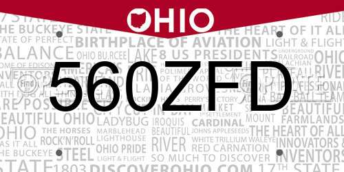 560ZFD Ohio License Plate