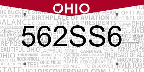 562SS6 Ohio License Plate