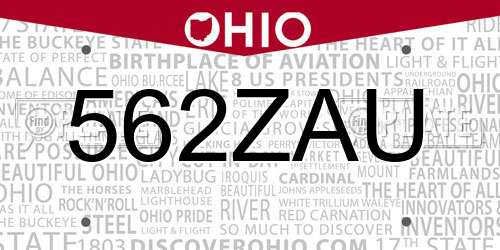 562ZAU Ohio License Plate