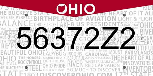 56372Z2 Ohio License Plate