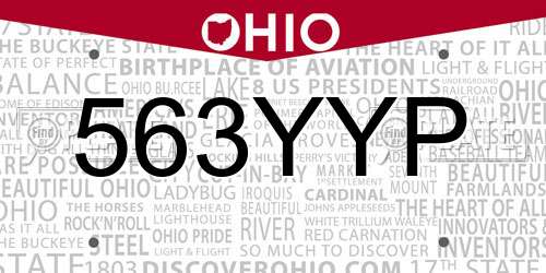 563YYP Ohio License Plate