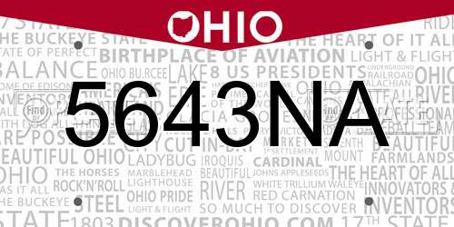 5643NA Ohio License Plate