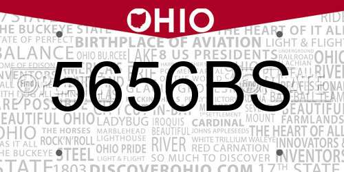 5656BS Ohio License Plate