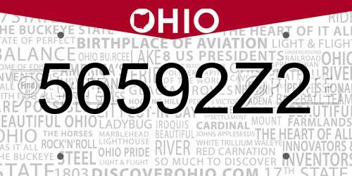 56592Z2 Ohio License Plate