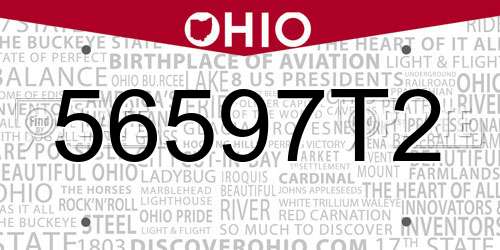 56597T2 Ohio License Plate