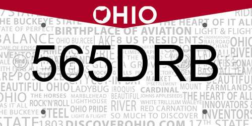 565DRB Ohio License Plate