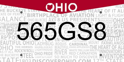 565GS8 Ohio License Plate