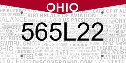 565L22 Ohio License Plate