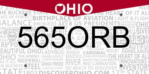565ORB Ohio License Plate