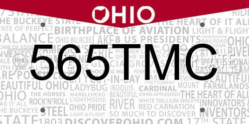 565TMC Ohio License Plate