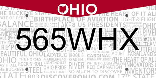 565WHX Ohio License Plate