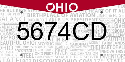 5674CD Ohio License Plate