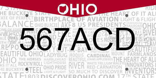 567ACD Ohio License Plate